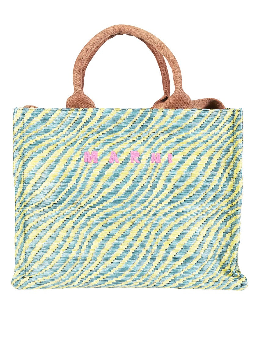 Marni Basket Small Wavy Striped Tote Bag