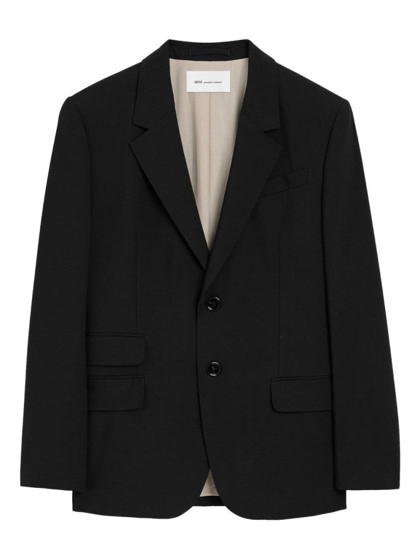 Ami Paris Black Double Pocket Classic Lapel Jacket
