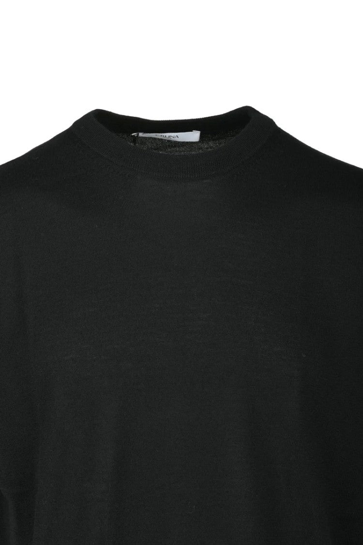 Cruna Black Virgin Wool Men's Under Jacket Sweater