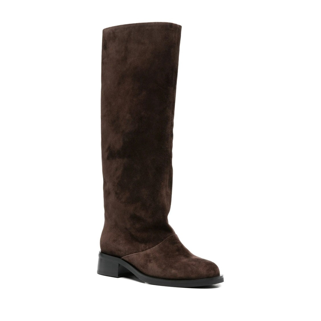 Adrianna Feretti Brown Knee-High Low Block Heel Suede Boots