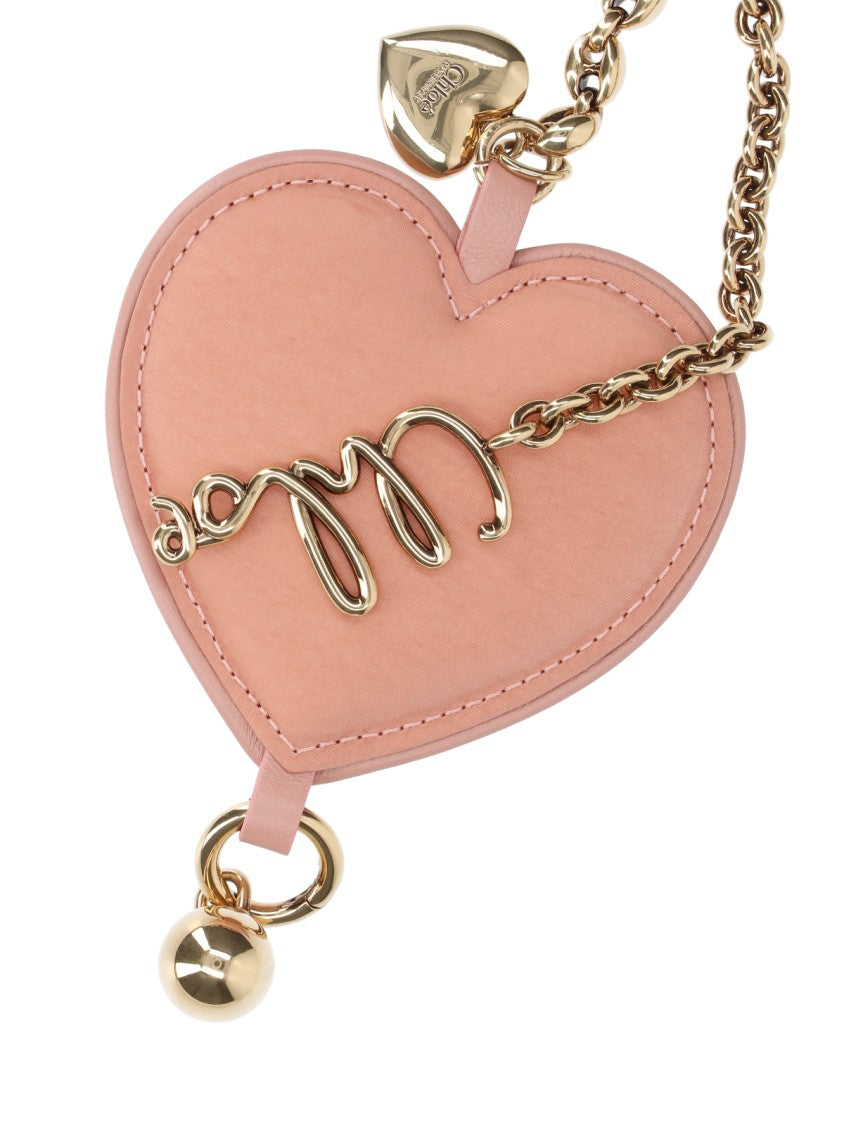 Chloé Pink Symbols Heart Leather Keyring
