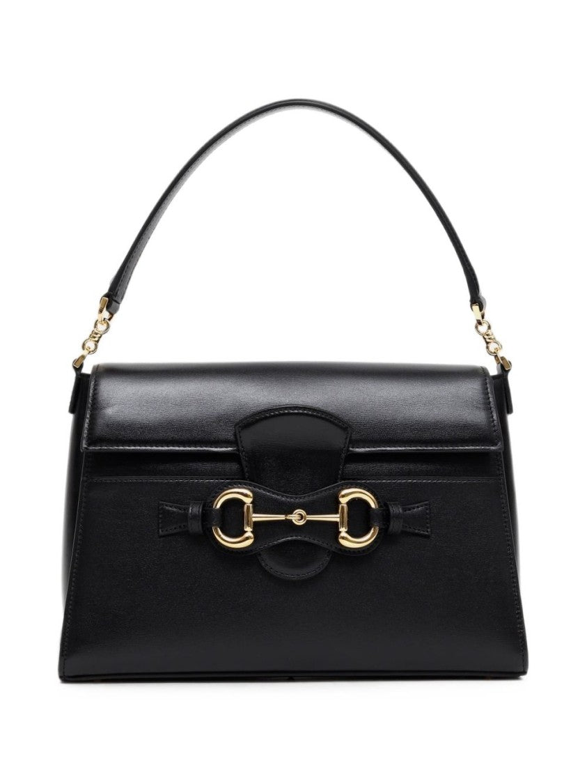 Gucci Medium Horsebit Duomo Bag In Glossy Black Calfskin