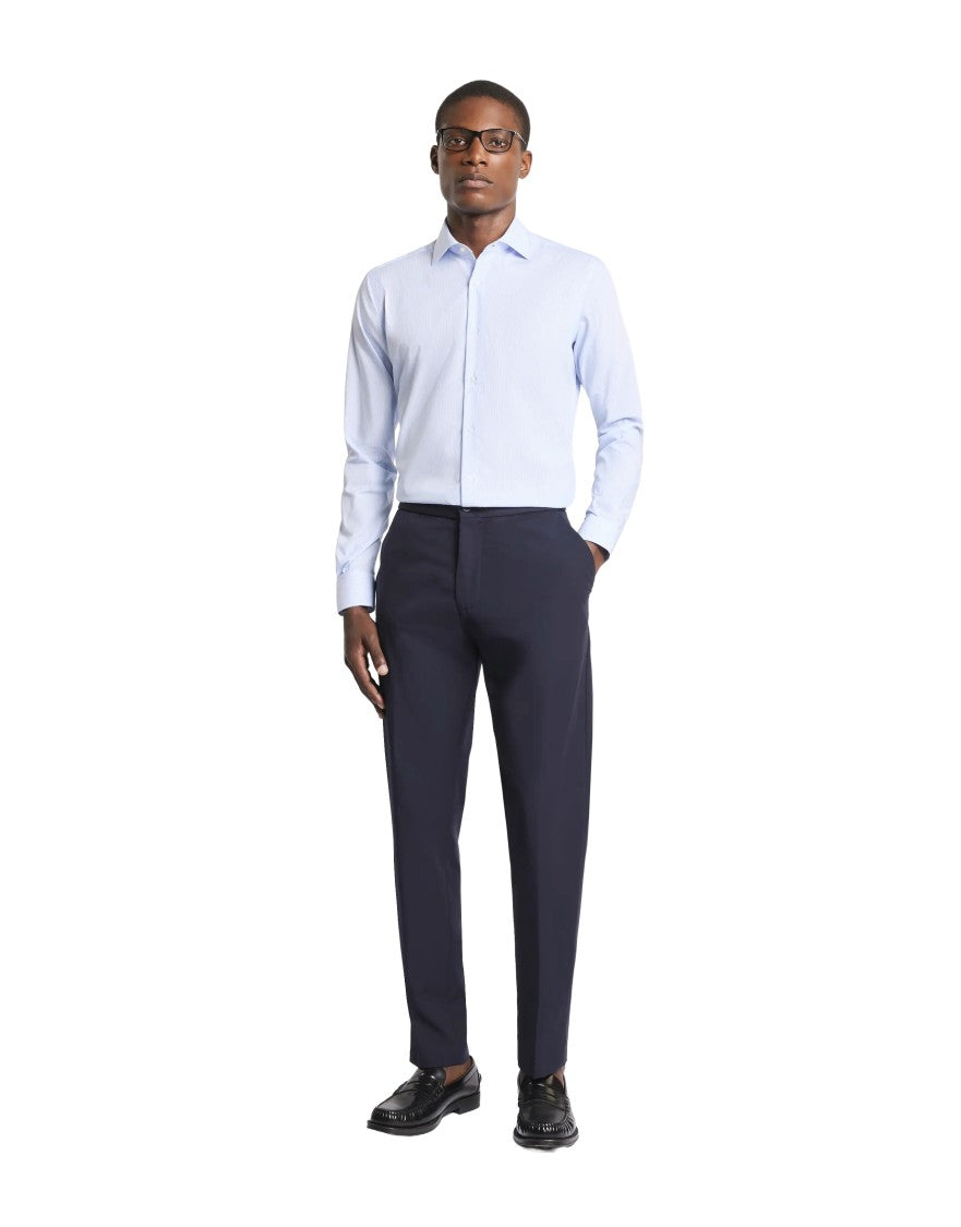 Fay French Collar Travel Shirt In Electric Blue