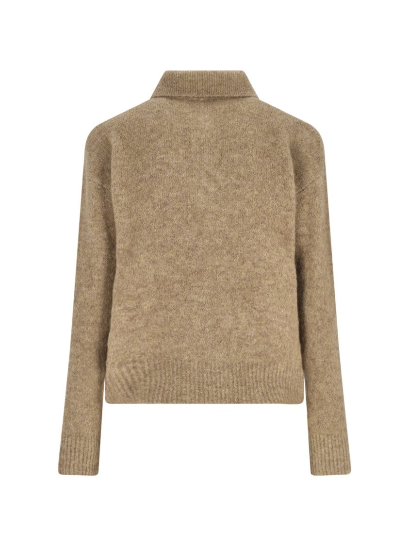 Ami Paris Classic Ribbed Knit Sweater In Earthy Brown