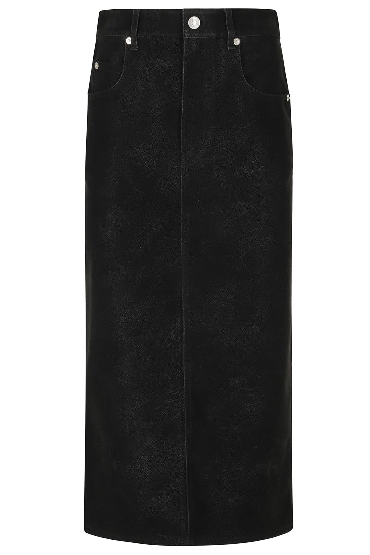 Isabel Marant Étoile Black Bisane Gc Vintage-Inspired Faux Suede Midi Skirt