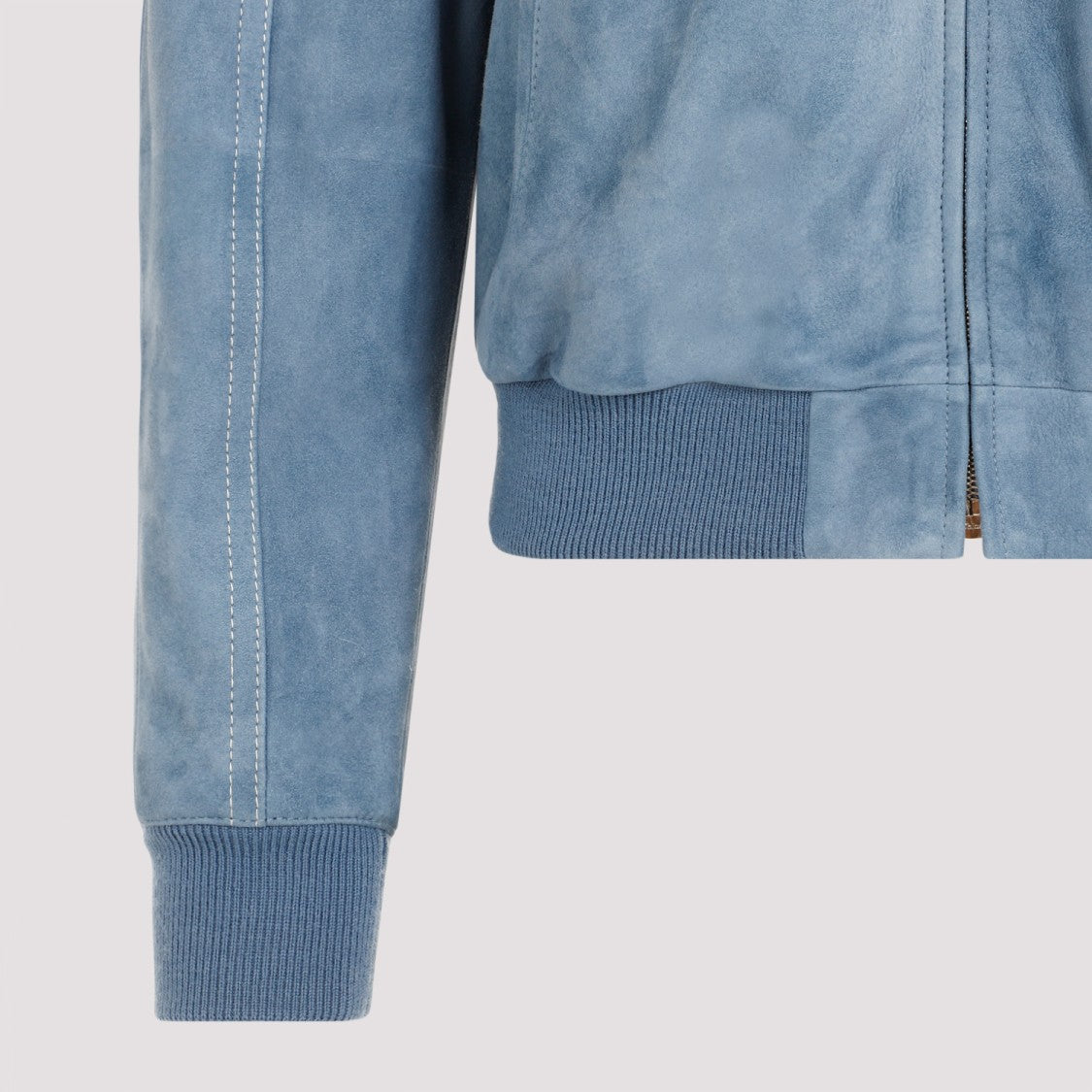 Chloé Grizzled Blue Lamb Suede Leather Jacket