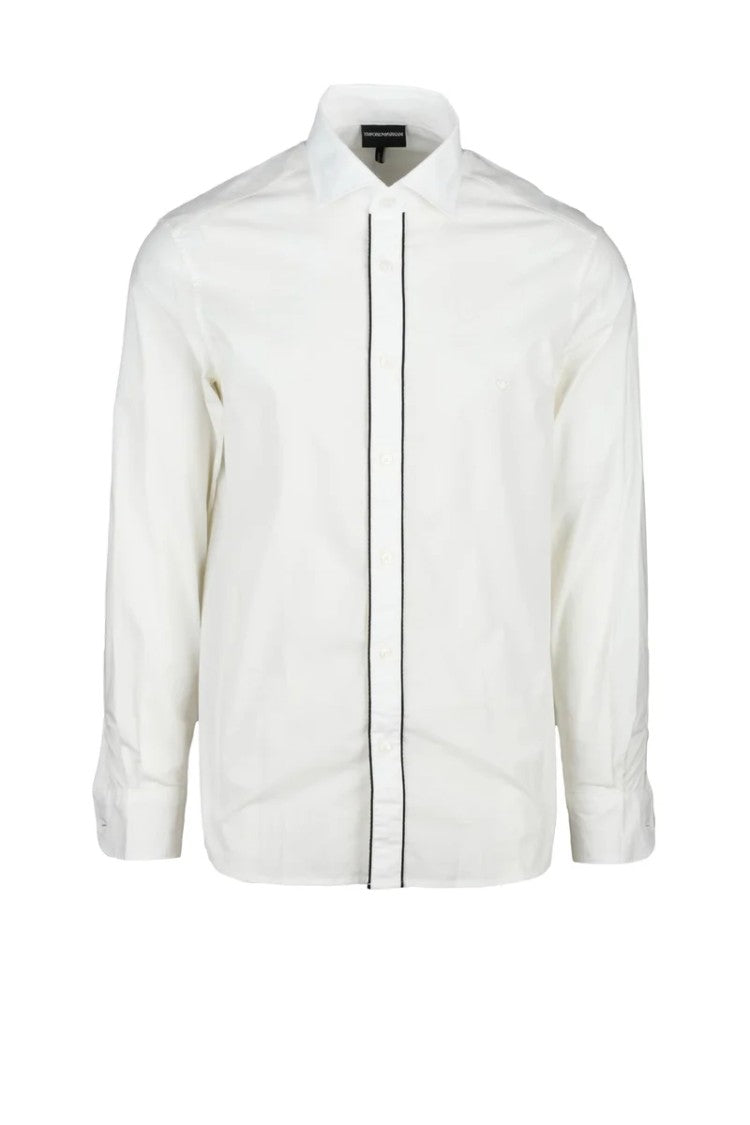 Emporio Armani White Regular Fit Cotton Stretch Men's Shirt