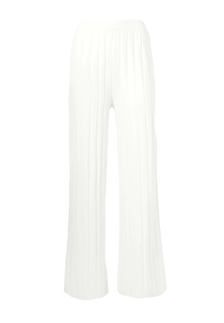 Max Mara Textured White Wide-Leg Pants With High Waist