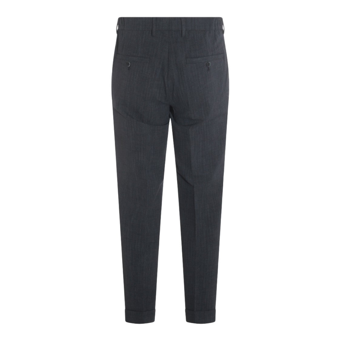 Gta Il Pantalone Tailored Dark Grey Trousers With Herringbone Pattern