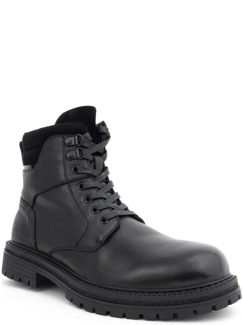 La Conte Ankle Boots With Textured Black Leather