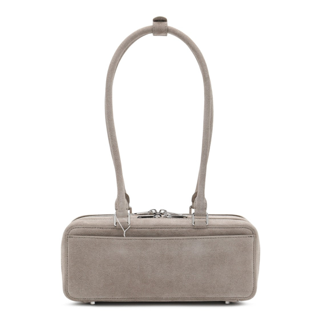 Self-Portrait Grey Suede Top Handle Bag