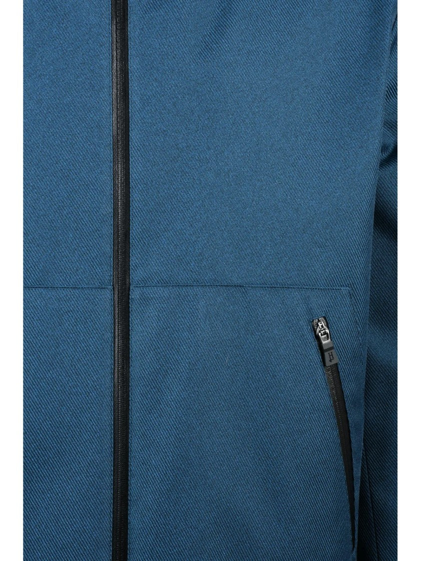 Herno Laminar Blue Technical High Collar Polyester Down Jacket