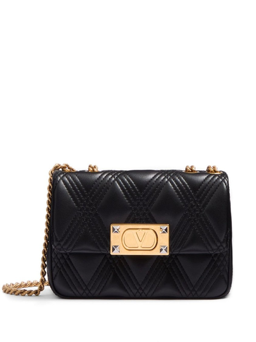Valentino Quilted Black Leather Shoulder Bag