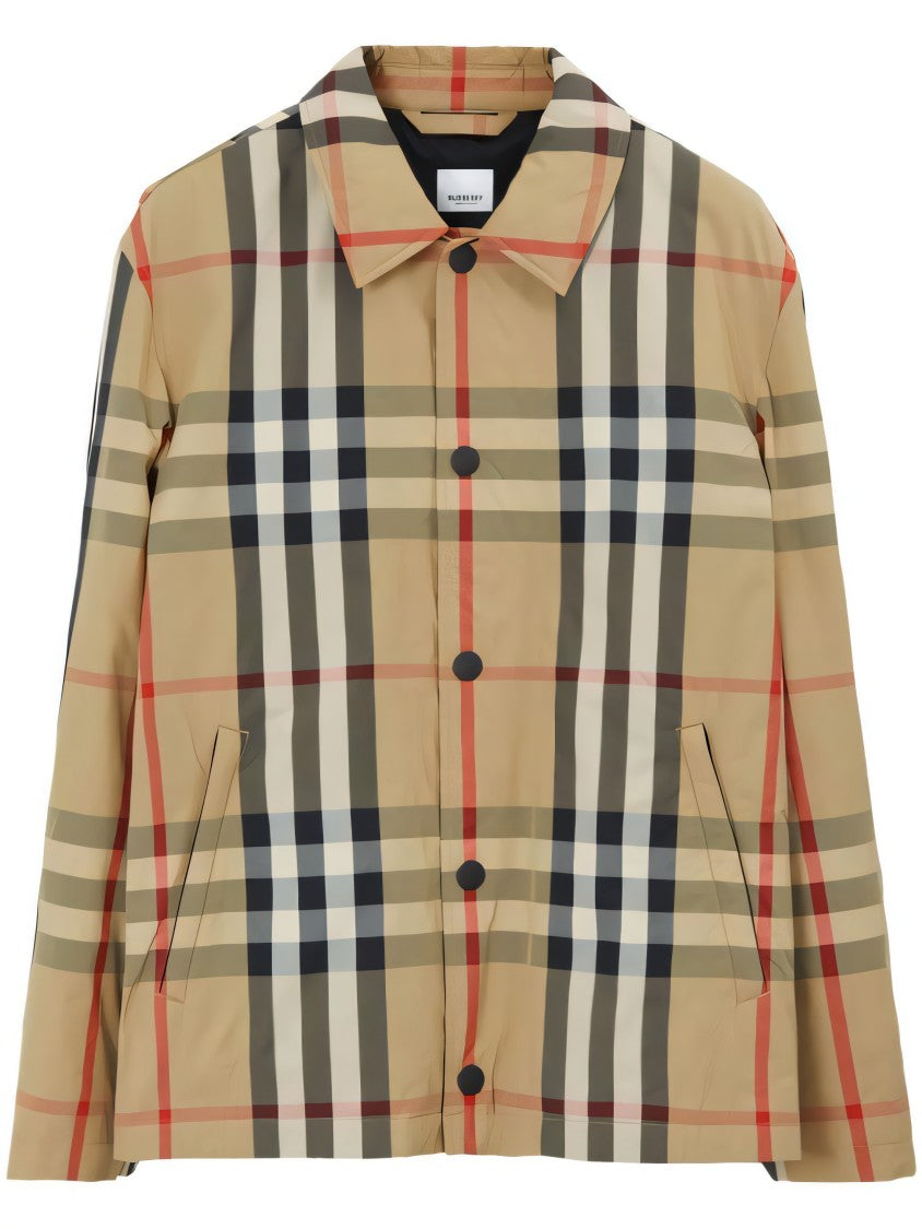 Burberry Check Pattern Jacket With Relaxed Fit And Functional Details