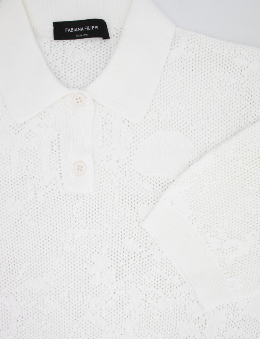 Fabiana Filippi Textured Jacquard Print Cotton Polo Shirt