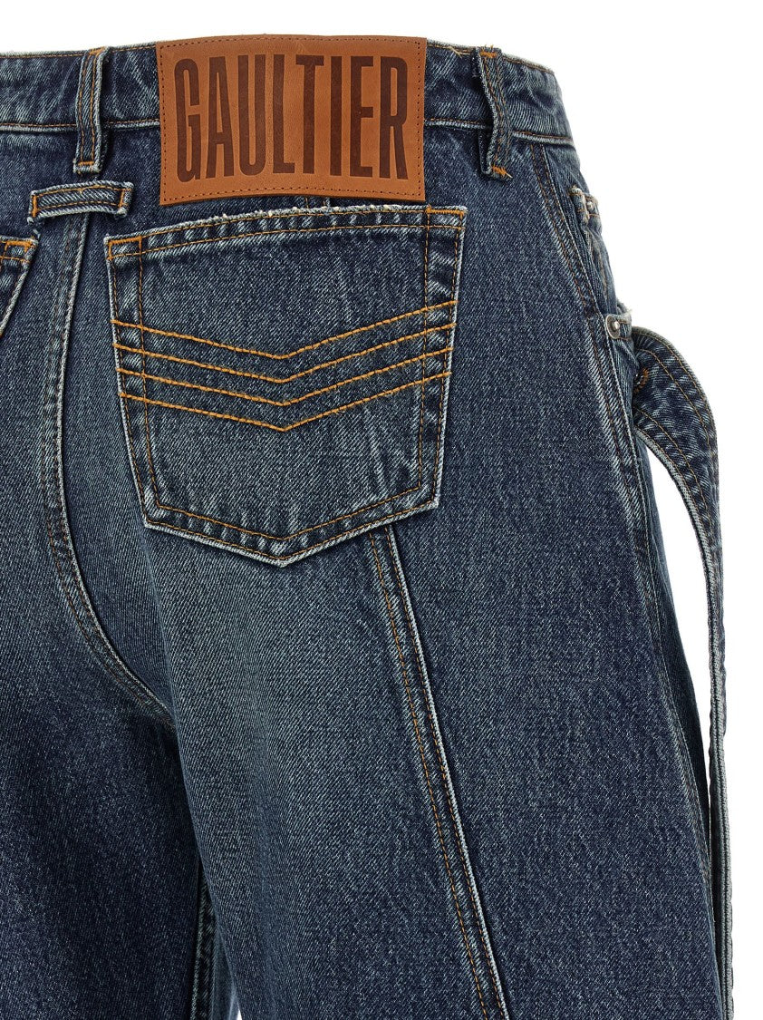 Jean Paul Gaultier 'The Blue Denim Strap' Wide Barrel Jeans
