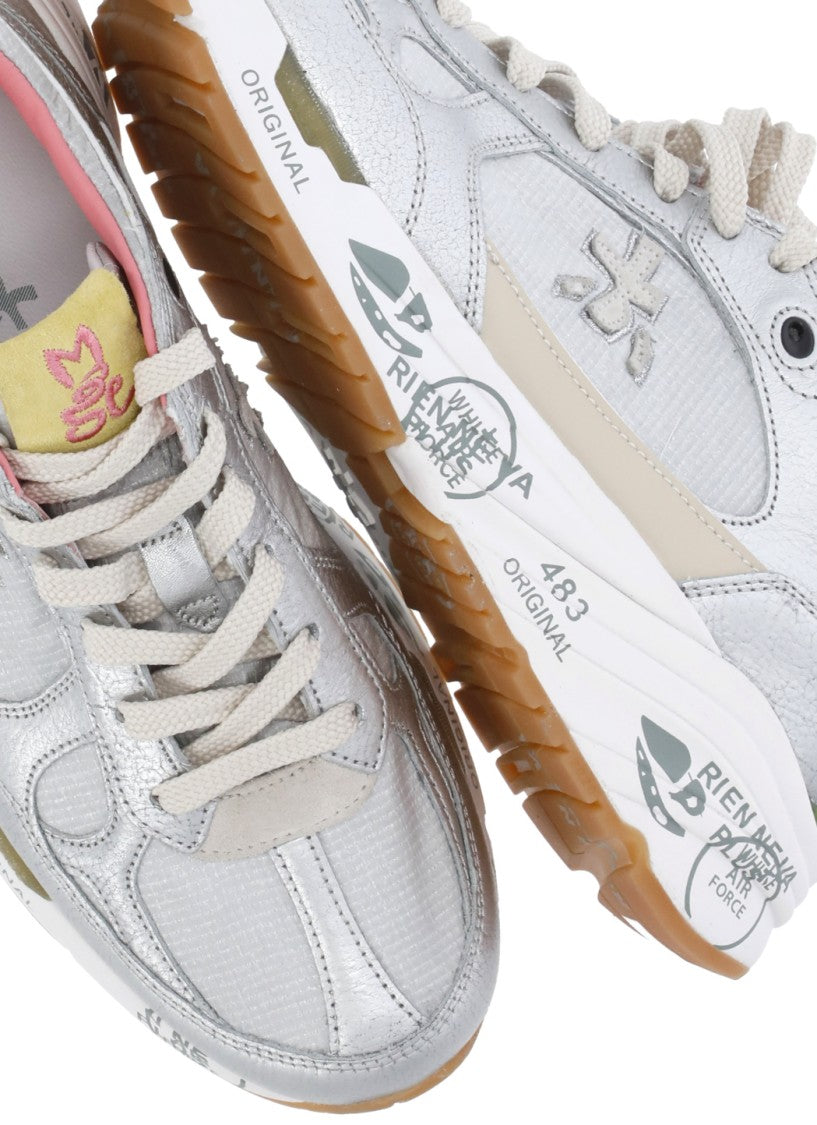 Premiata Silver White Mased 8115 Suede Sneakers