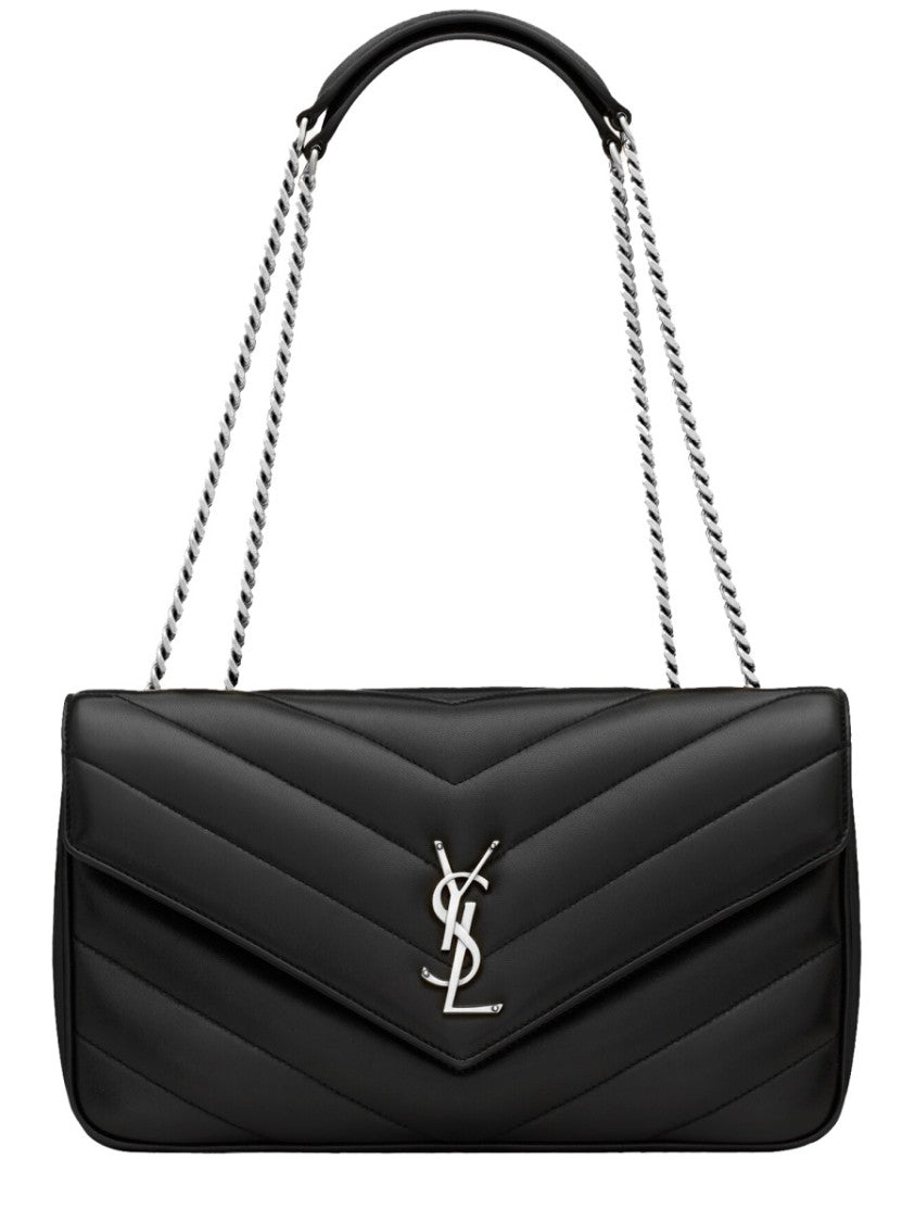 Saint Laurent Medium Chevron Quilted Shoulder Bag With Dual Chain Strap