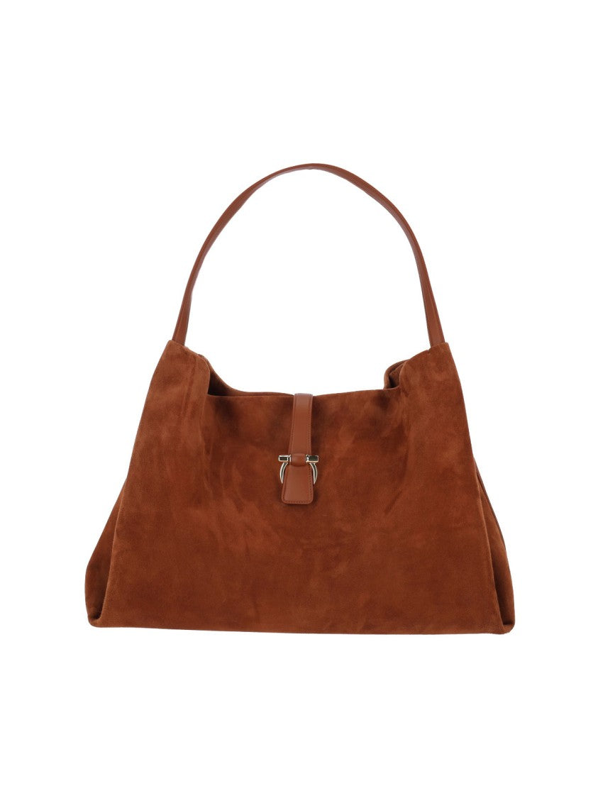 Ferragamo Suede Shoulder Bag – Brown
