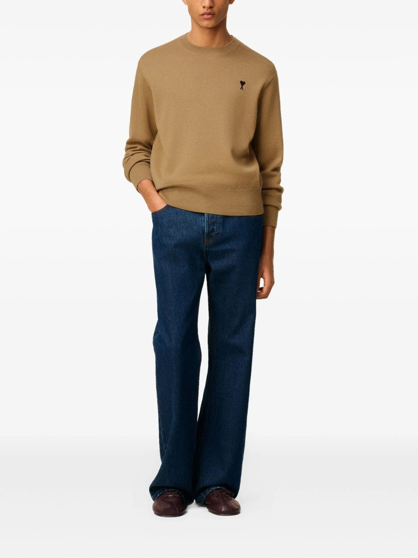 Ami Camel Wool Knit Sweater