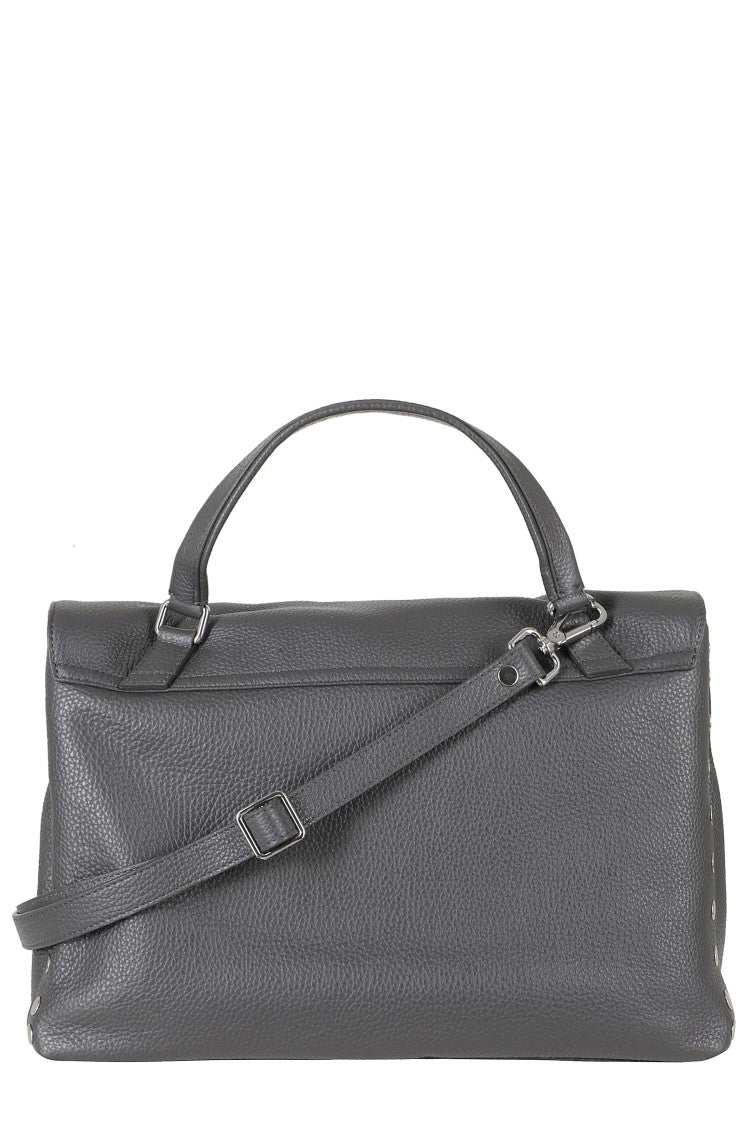 Zanellato Volcano Gray Postina Daily Swivel Clasp Leather Handbag