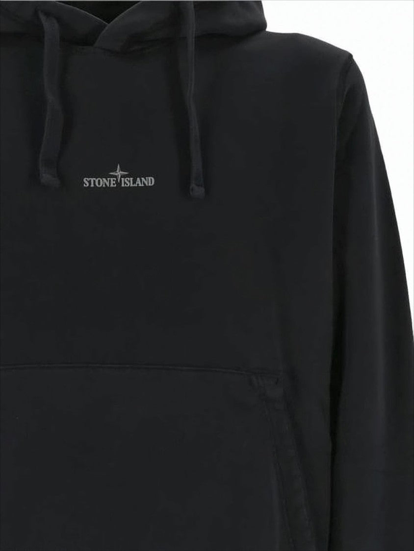 Stone Island Black Hoodie With Front Kangaroo Pocket