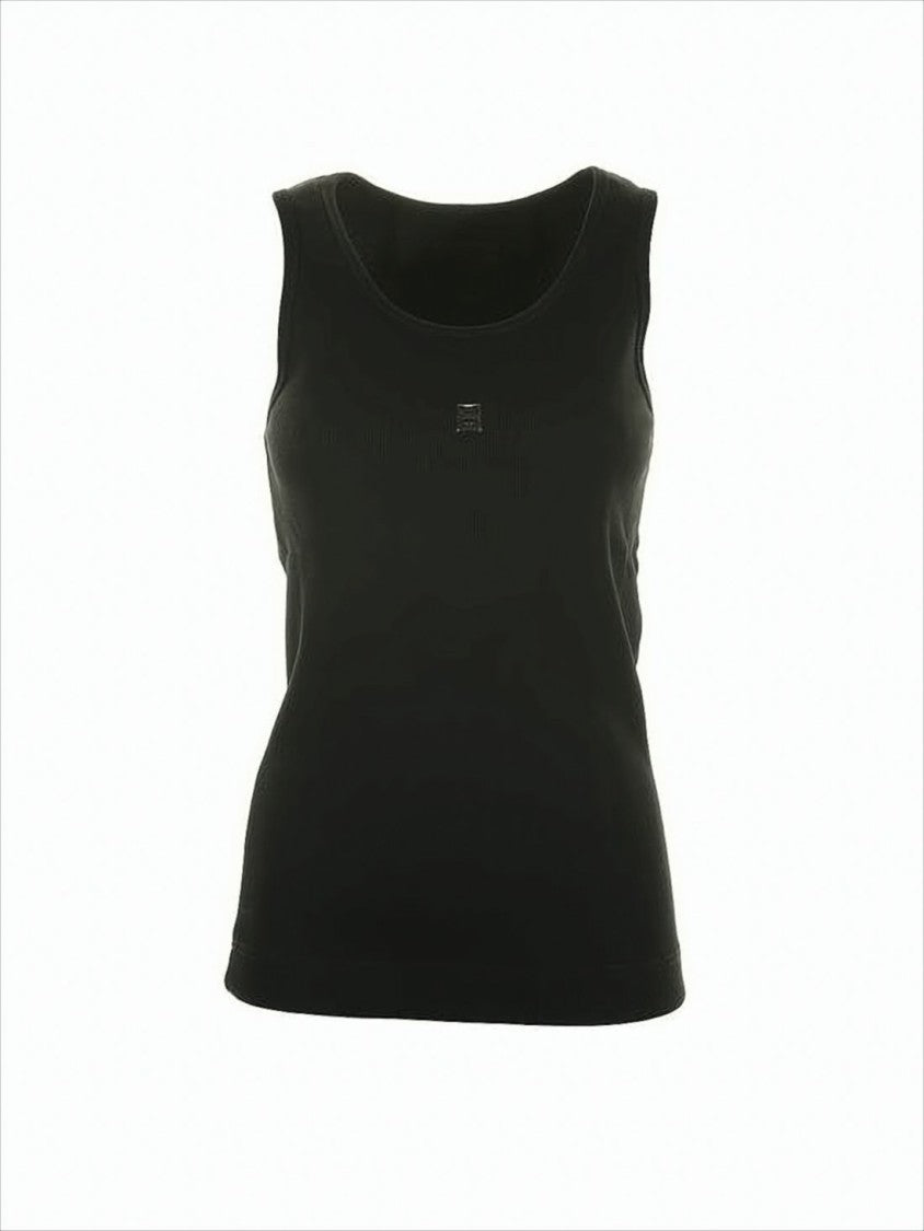Givenchy Fitted Black Sleeveless Top With Subtle Emblem