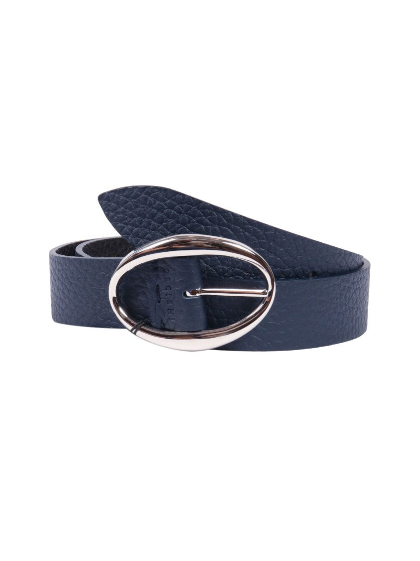 Claudio Orciani Calf Leather Belt With Polished Oval Buckle