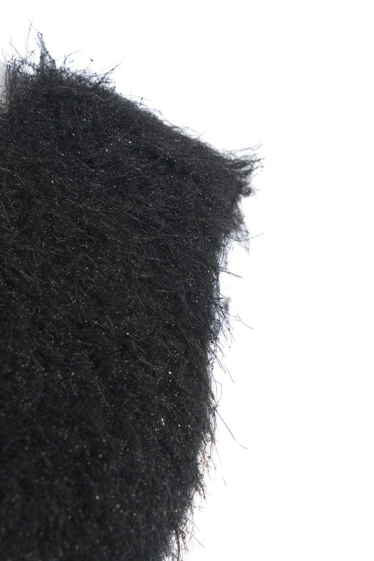 Jucca Fringed Mini Dress With Deep V-Neckline And Shimmering Texture