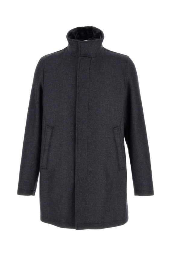 Herno Straight-Cut Coat With Removable Faux Fur Collar