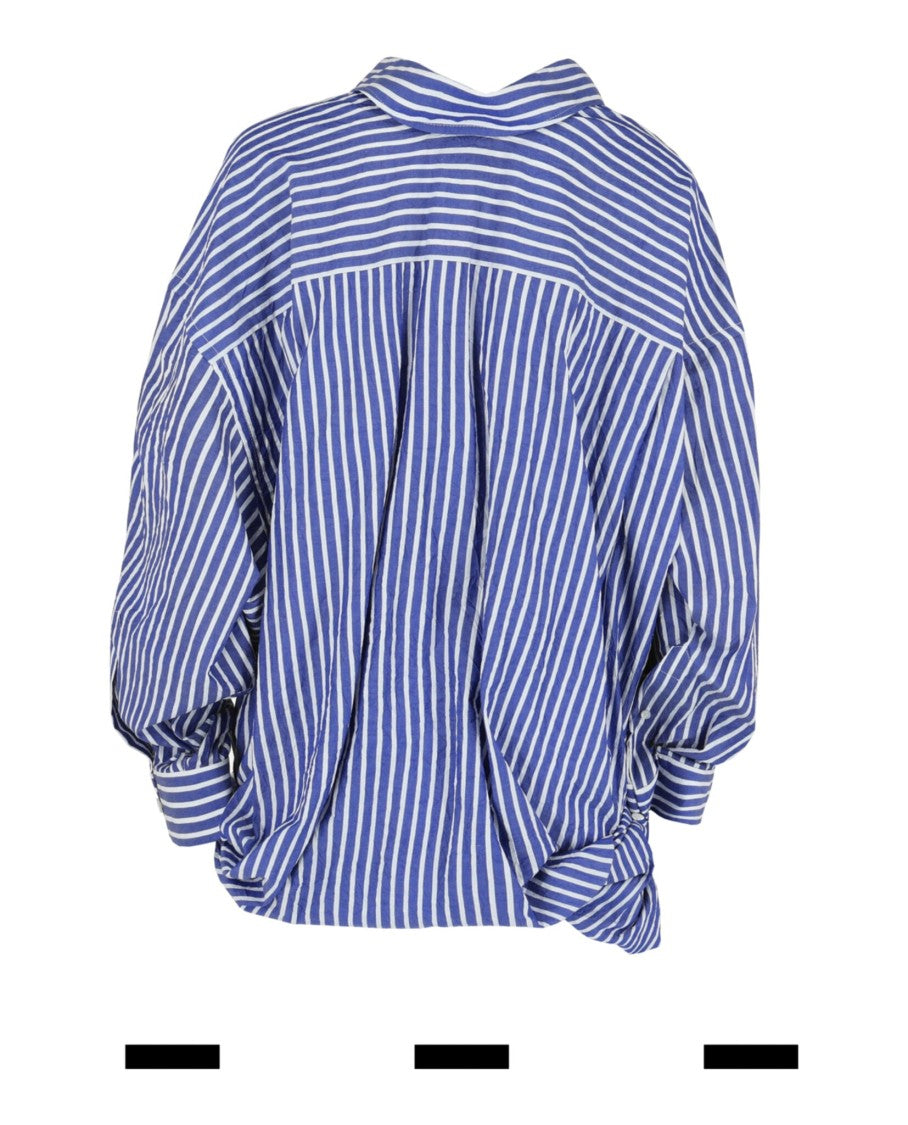 Balenciaga Crinkled Striped Knotted Shirt