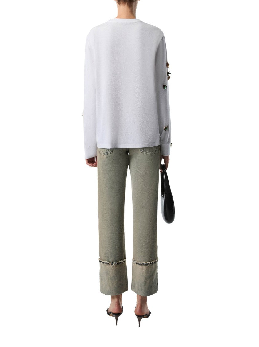 Coperni Mickey Mouse Sequined Long-Sleeve Cotton T-Shirt