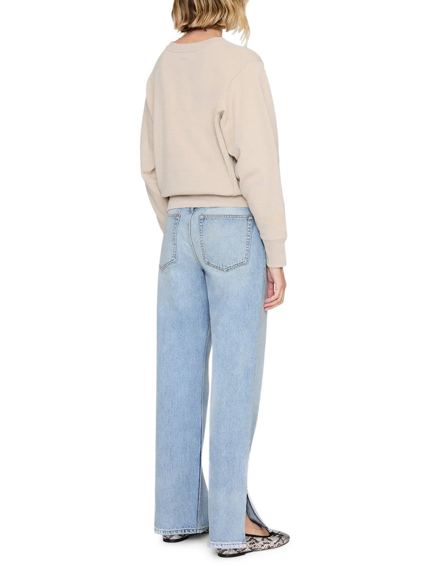 Anine Bing Relaxed Fit Cropped Beige Sweatshirt