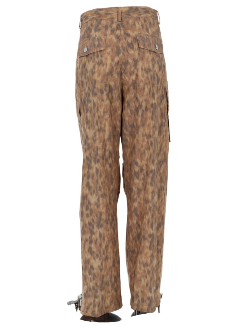 Ganni Brown Mottled Print Cargo Pants