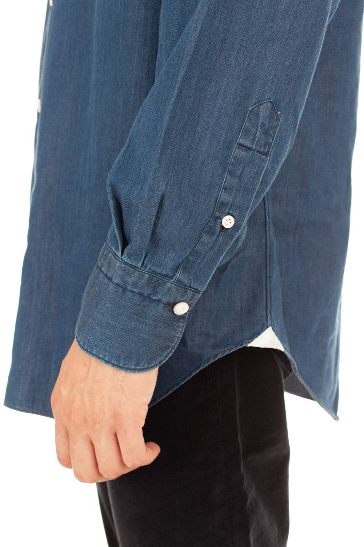 Finamore Twill Denim Tailored Shirt Milano Line