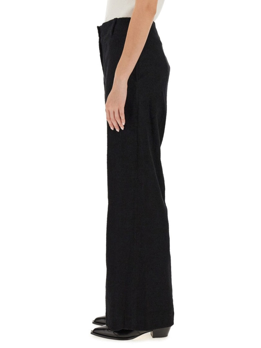 Patou Wide-Leg Black Pants With High Waist