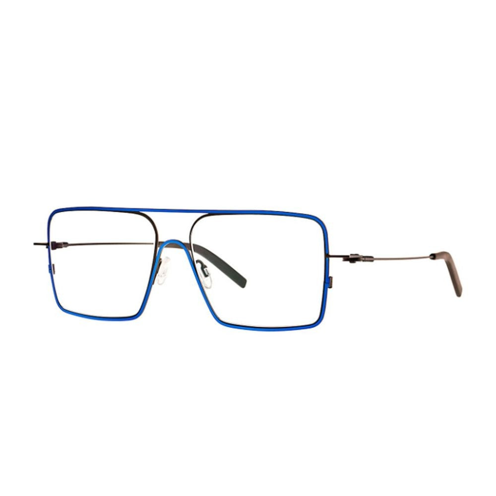 Theo Eyewear Rectangular Stainless Steel Eyewear With Electric Blue Outline