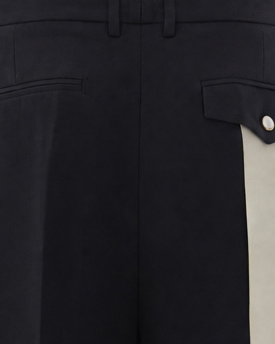 Thestroy Black Inno Double Pleat Stretch Twill Cropped Pants