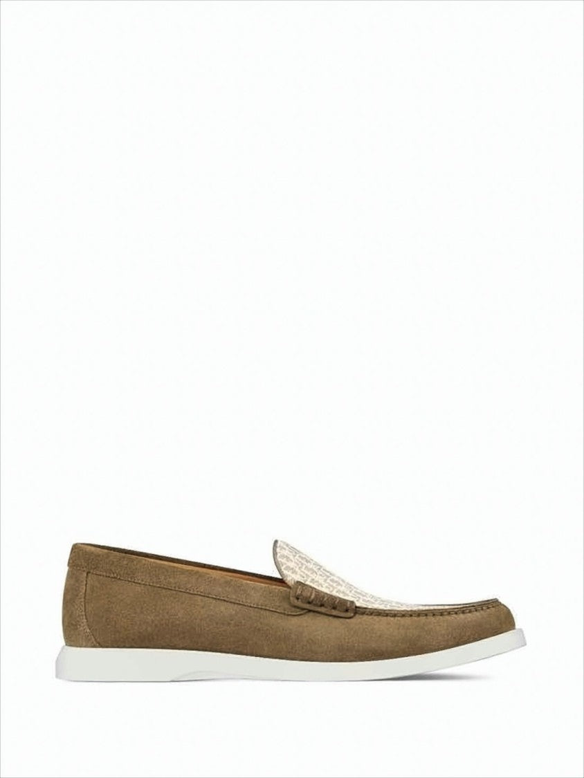 Christian Dior Suede Loafers With Contrasting Fabric Panel