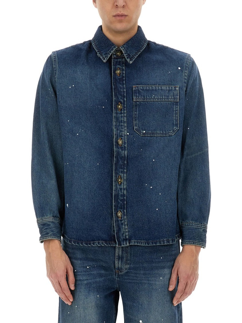 A.P.C. Speckled Cotton Denim Shirt