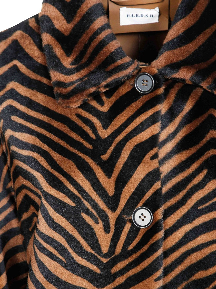Parosh Tiger Stripe Lambskin Coat
