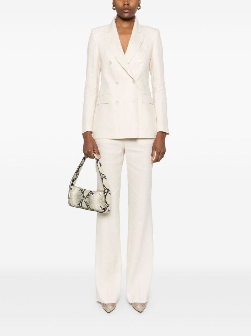 Tagliatore Double-Breasted Blazer With Flared Trousers In Textured Fabric