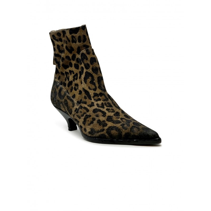 Elena Iachi E4171 Leopard Suede Ankle Boots