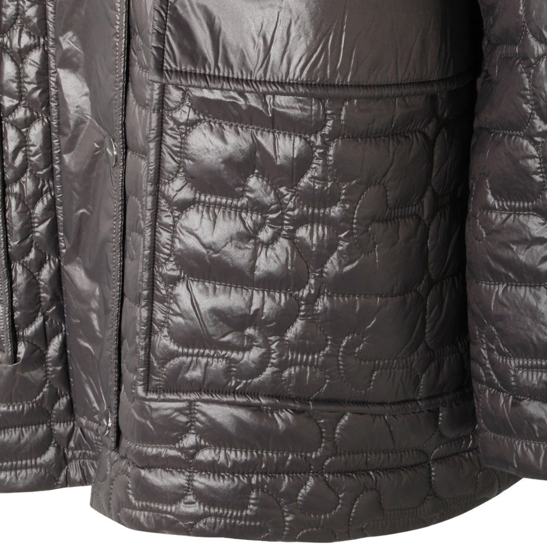 Ganni Quilted Boxy Coat With Glossy Finish