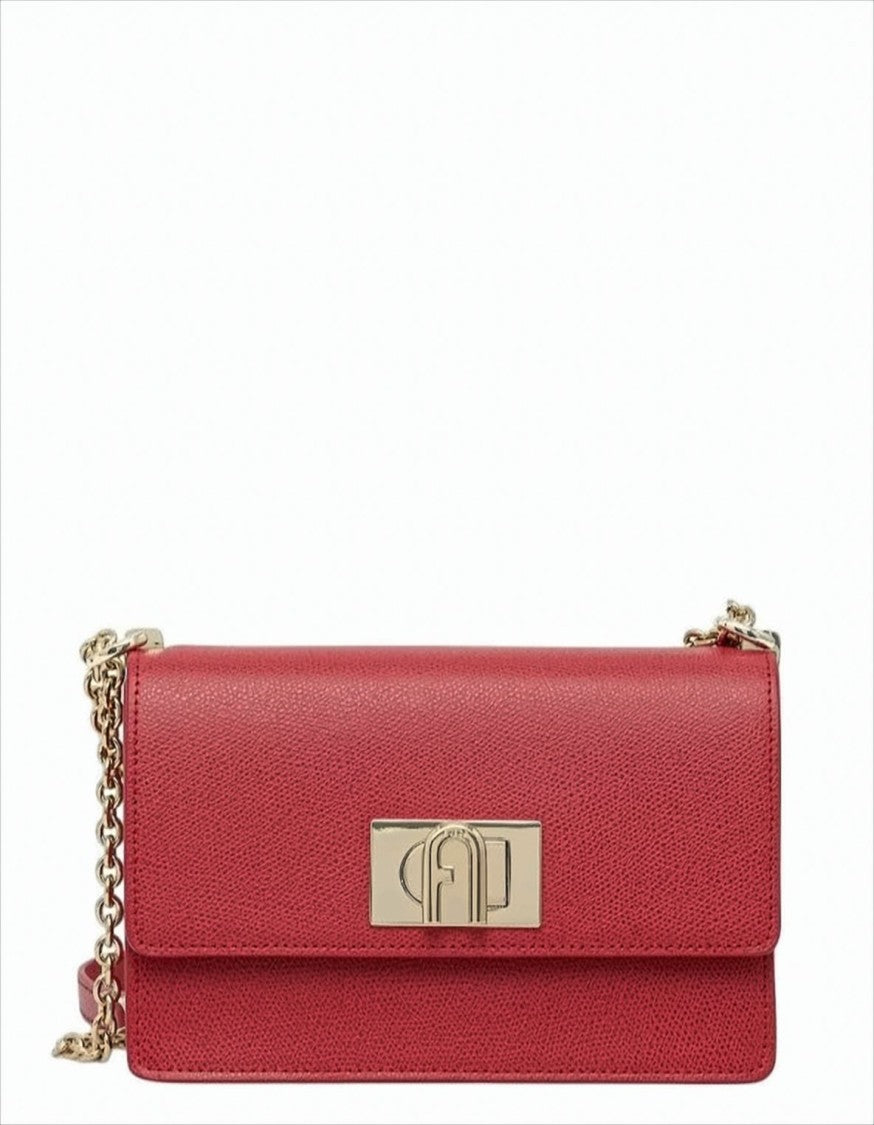 Furla Structured Grained Leather Shoulder Bag