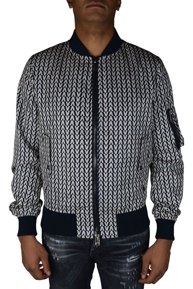 Valentino Garavani Navy Blue Bomber Jacket