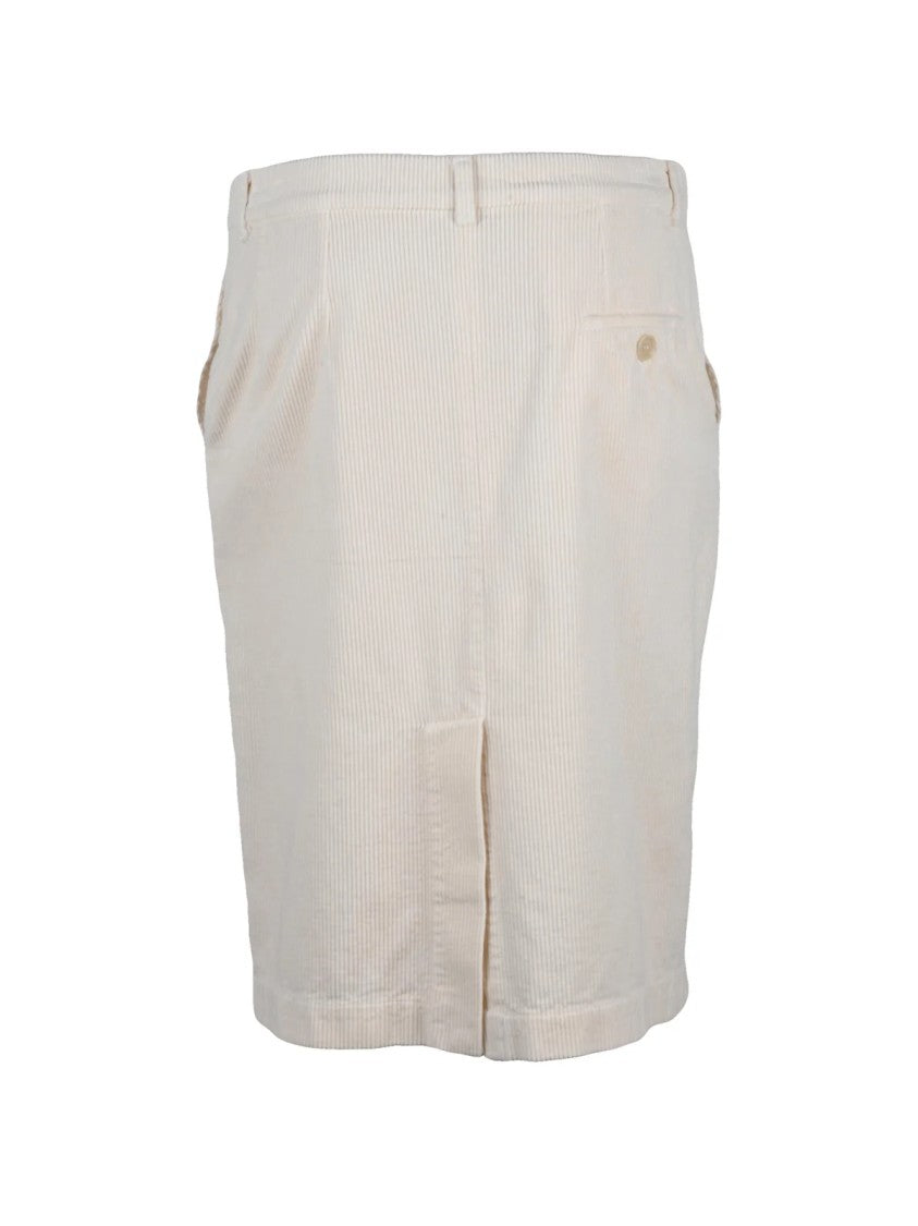 Aspesi White Cotton Corduroy Pencil Skirt