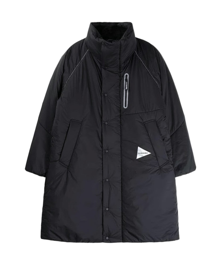 And Wander Oversized Black Padded Jacket With High Collar