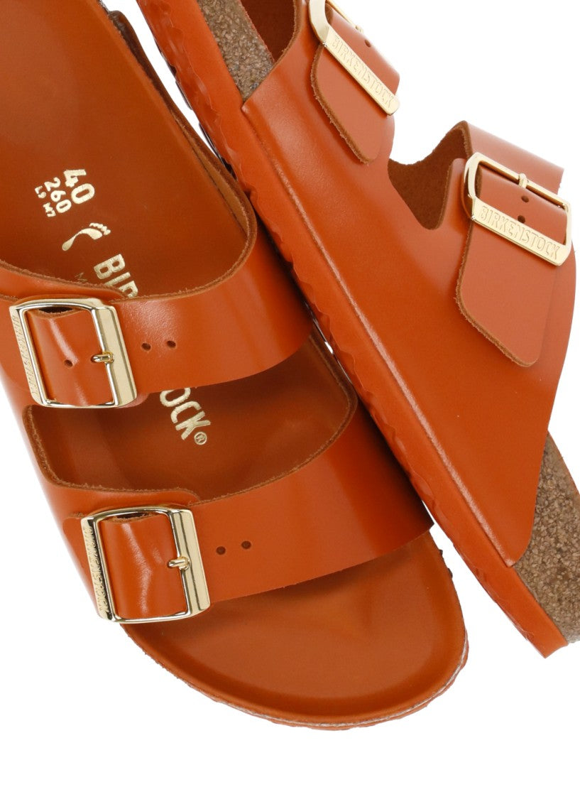 Birkenstock Orange Arizona Buckle Leather Sandals