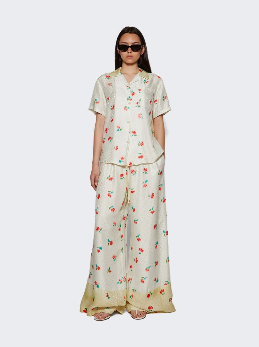 Rosie Assoulin Cabana Top In Tulip Jacquard White And Multicolor